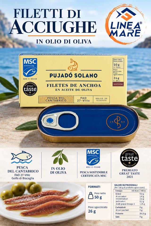 Filetti di acciughe del Cantabrico Pujado 50gr