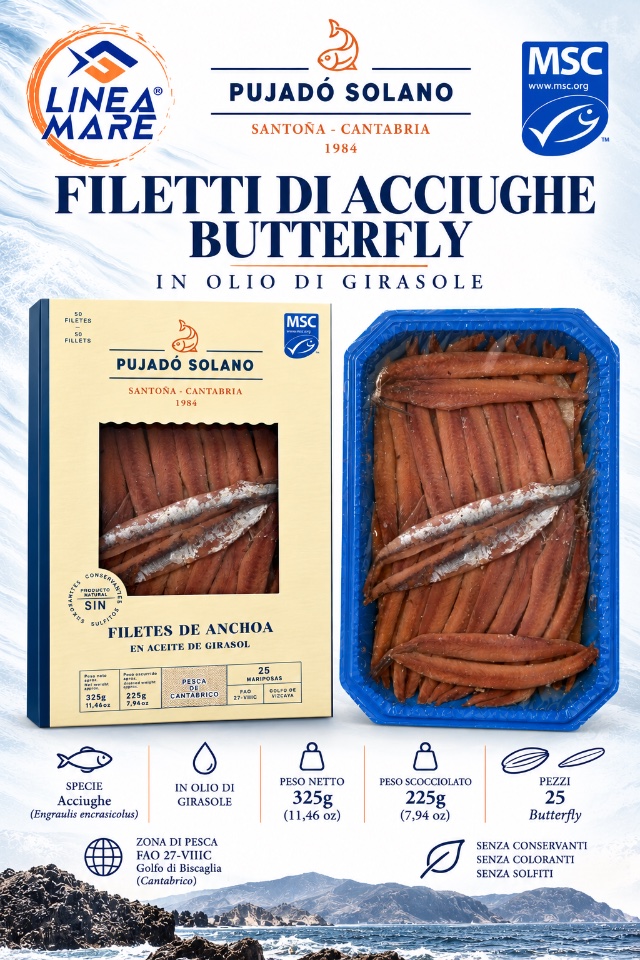 Filetti di acciughe del Cantabrico Butterfly Pujado 375gr